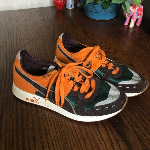 Puma Orange and Dark Green Sneakers - Picture 2 of 5